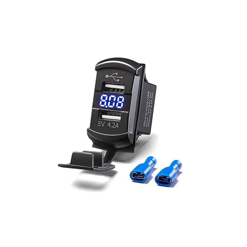 GCD 4.2A Dual USB Port Socket Charger Rocker Style 2.1A