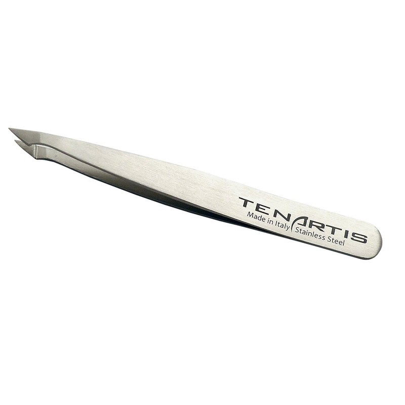 Pointed Slant Hair Tweezers Stainless Steel with Leather Case -