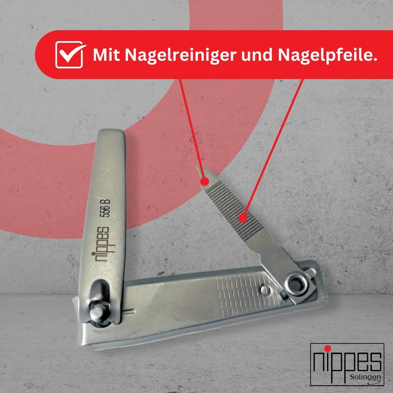 nippes Solingen Nagelknipser | Mit praktischem Nagelfang | Länge 8