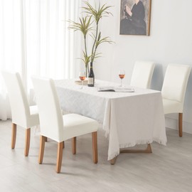 Deisy Dee Waterproof Leather Dining Room Chair Covers for Parson Chair Protector (4, Off White)