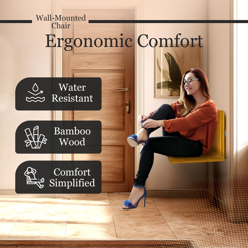 Wall-Mounted Foldable Chair – Bamboo Wood Folding Bench Seat for