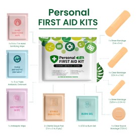 Portable Travel Size First Aid Kit - Perfect for Home, Office, Car, School, Business, Travel, Hiking, College, and Outdoors | Individually Wrapped Medical Kit Products (Green)