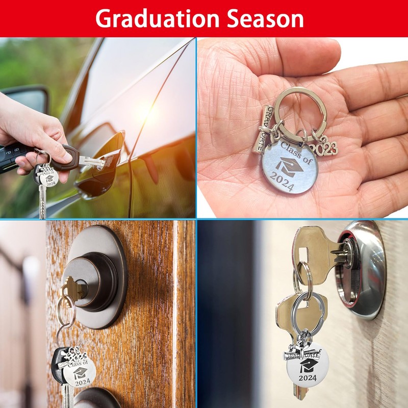 KEELYY Graduation Keyring, Graduation Keyring, Stainless Steel, Graduation Gift, 2024
