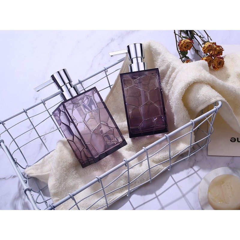 2 Pack Clear Lavender Purple Rust Proof Soap Dispenser, Acrylic