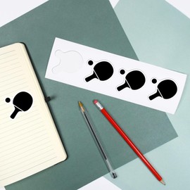 4 x Small 50mm 'Ping Pong Paddle with Ball' Permanent Sticker Decals for Cars/Windows/Bins/Walls etc (DW00108372)