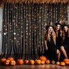 10x10ft Black Tulle Backdrop Curtain with Lights String for Parites,