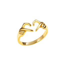 Finger Heart Ring Gold - Open Ring - Hugging Hands Friendship Ring - Index Finger Ring - Adjustable Heart Ring 18K Gold Plated - 925 Sterling Silver, Sterling Silver, No Gemstone