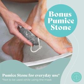 Foot Peel Mask with Pumice Stone, 2 Pack - For Dry, Cracked and Calloused Feet-Peppermint Scent - With Plant Extract for Baby Soft Feet - Home Spa Treatment