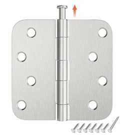 3 Pack Rounded Door Hinges 4 Inch 5/8'' Radius Corner, Satin Nickel Exterior & Interior Door Hinge for Entryway, Patio, Playhouse & More