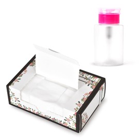 siyuwuro 600Pcs Nail Cleaning Wipes, 1 Pcs 150ml Push Pump Dispenser Bottle for Nail Polish Removal, Nail Wipes, Nail Residue Wipe Cleaning Wipes