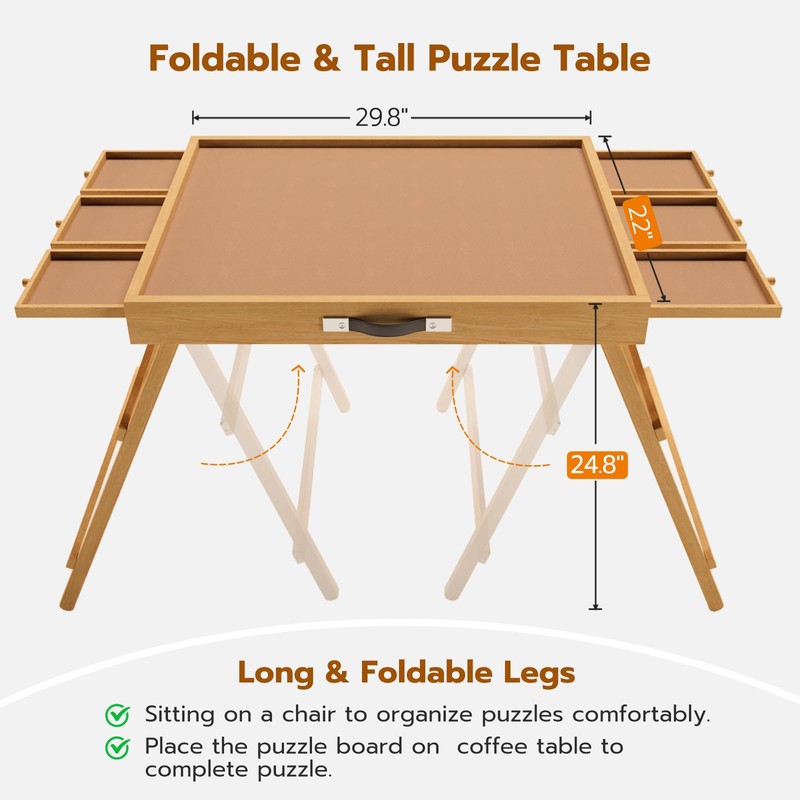 UPVERCY 24.8" H Tall Puzzle Table with 6 Drawers, 1000