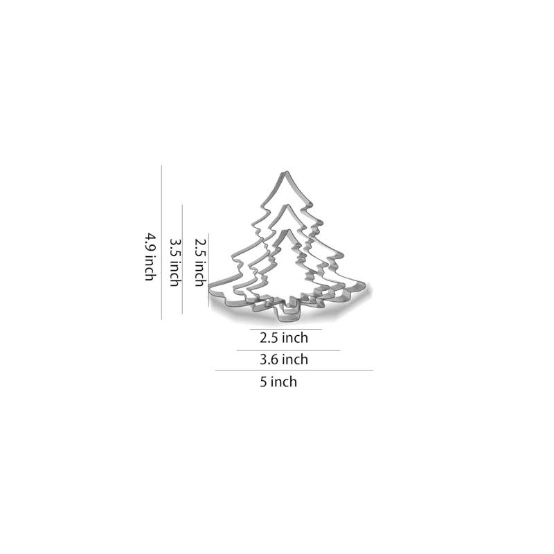 Keewah Christmas Tree Cookie Cutter Set - 5”, 3.6”,2.5” -