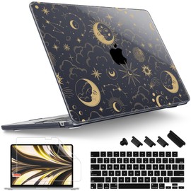 Tuiklol for M3 MacBook Air 13.6 inch Case 2024 2023 2022 Release M2 Chip Model A3113 A2681, Plastic Hard Shell Cover for MacBook Air 13.6 Liquid Retina Display with Touch ID, Moons and Stars