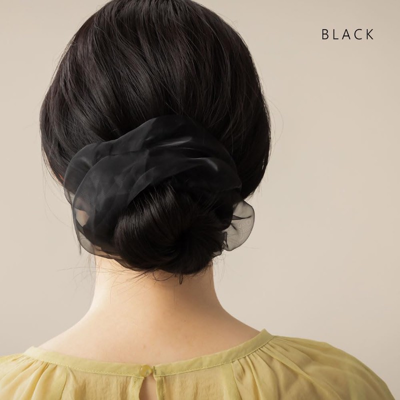 JewelVOX Hair Accessories, Plain, Organza, Big, See-through, Large, Black