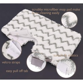 Tidy Monster Steam Mop Pads with Scrub Strips Microfiber Replacement Pad Refills for Shark Steam Pocket Mop S3500 Series S3501 S3601 S3550 S3801 S3901 SE450 S3601D S3901D (4 Pack White)