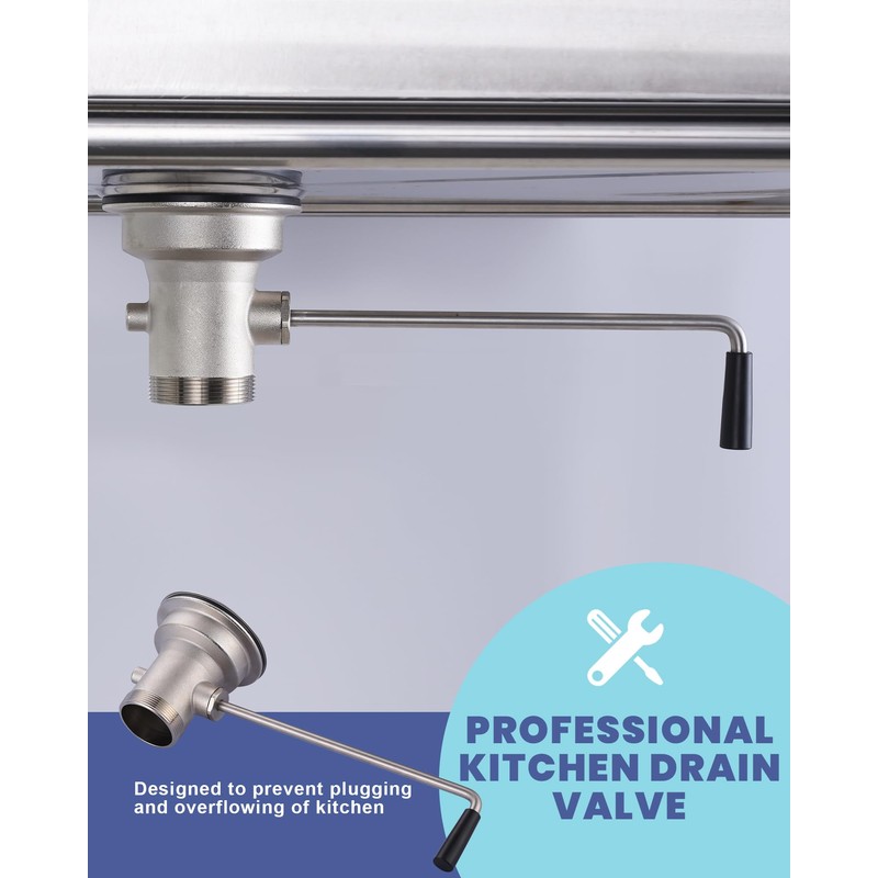 iVIGA Commercial Sink Drain: 3-1/2" Sink Opening Waste Drain Valve