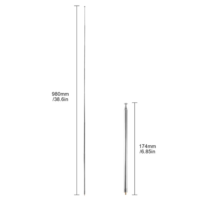AEDIKO 5pcs Telescopic Antenna M3 Male Thread 7 Sections AM