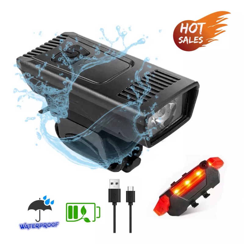 Bicycle Set Kit Lampara Luz Led Recargable Ipx6 Impermeable Bicicleta