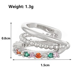 Rrdaily Non Piercing Ear Cuff Earring for Women,Colorful Sparkling Rhinestone Beads Clip On Cartilage Earring Minimalist Ear Clip Earrings Accessories Gifts (Silver)