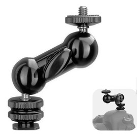 Shoe Mount with Adapter, Double Ball Head, 1/4" Screw, 360° Rotation, Magic Arm, Fixed, Extension Adapter, with Lock Nut, Freedom Head, Connect, Cold Shoe, Expansion Arm, Multi-Angle, Angle,