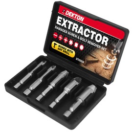 Dekton Damaged Screw and Bolt Remover Kit-Perfect for Removing Damaged Or Embedded Screws Quickly| 5 X 50mm High Speed Steel Bits| for Extracting Broken Screws| Suitable for Use with All Speed Drills