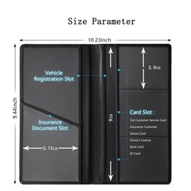 POWADDA Car Registration and Insurance Holder, Vehicle Glove Box Car Organizer Men Women Car Accessories with Magnetic Shut for Cards, Essential Document, Driver License Compatible with SS Accessories
