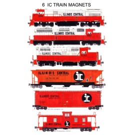 Illinois Central Orange & White Train 6 magnets Andy Fletcher