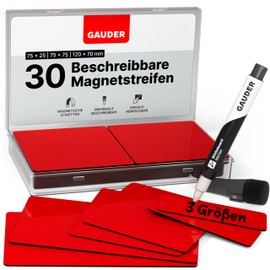 GAUDER Magnetic Strips Writeable | Magnetic Signs for Writing on | Magnetic Cards for Kanban Board, Whiteboard & Blackboard