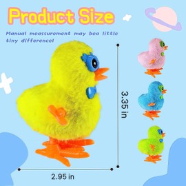 SAURAWAN 4PCS Kawaii Chicks Plush Wind Up Toy, Chicken with Glasses Wind Up Easter Toys for Kids and Toddlers, Novelty Baby Chick Windup Toys, Easter Basket Stuffers and Egg Hunt