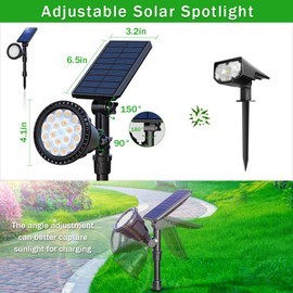 DBF Solar Lights Outdoor Upgraded, 18 LED Waterproof Solar Landscape lights Solar Spotlight Wall Light Auto On/Off Wireless Landscape Lighting for Garden Yard Pathway Pool Area, Pack of 4 (Warm White)