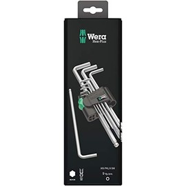 Wera - Juego de llaves hexagonales en L, Blacklaser, llave hexagonal con punta de bola, 9 piezas