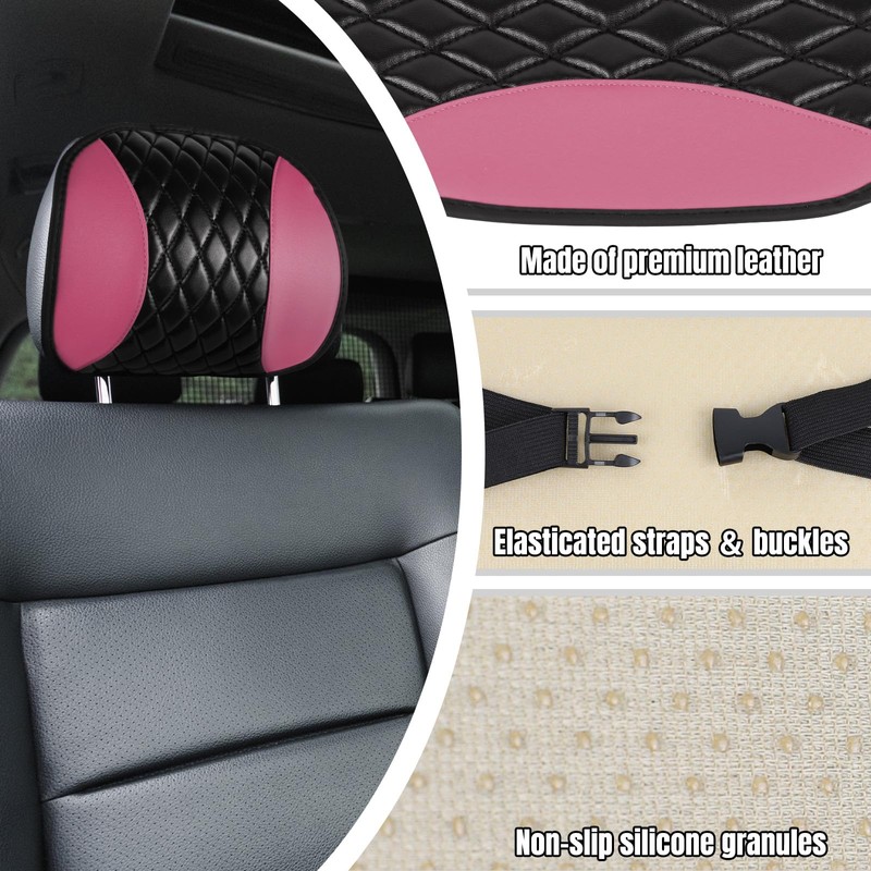Hovom 2PCS Car Headrest Cover, Soft Breathable Leather Cars Front
