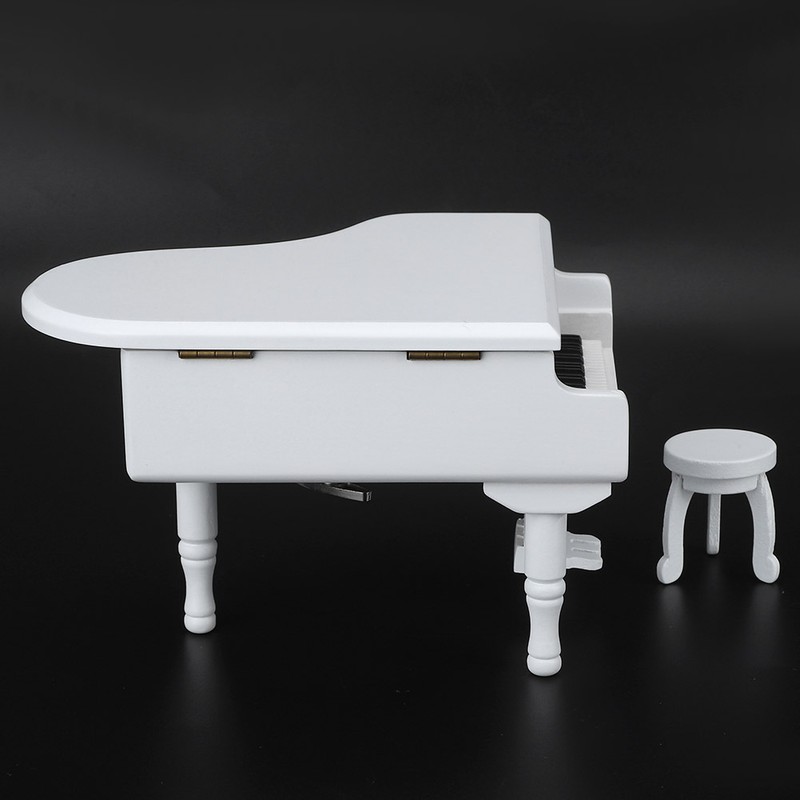 Wood Piano Model Music Box Jewelry Storage Musical Boxes with