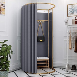 Changing Room 78.7"x39.4"x37.4" Freestanding Dressing Room with Curtains, Portable Privacy Screen for Retail Store/Salon/Home Use (Dark Gray)