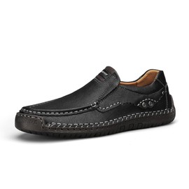 kvdrcs Men's Casual Leather Loafer Shoes Slip On Driving Moccasin (Black,12.5)
