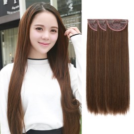 SARLA Long Straight Collar Wig, Set of 3, One Touch Extension, Free Combination, 19.7 inches (50 cm), Clip Included, Easy to Install
