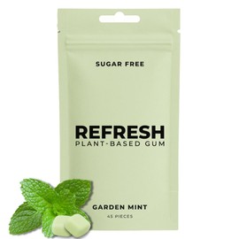 Refresh Gum, Sugar Free, Natural, Xylitol, Aspartame Free Chewing Gum, Natural Flavors & Organic Ingredients, Plastic Free, Non GMO, Gluten Free, Vegan Pouches (Garden Mint 1 Pack)