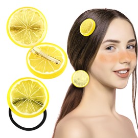 AYESY Lemon Hair Clips, 2 Pieces Simulation Lemon Hairpin Cute Fruit Hairpin Headband Orange Hair Accessories for Girls Toddlers Everyday Wear Styling and Decorating (Yellow)