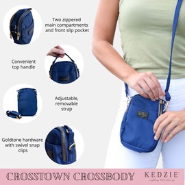 KEDZIE Crosstown Crossbody Zipper Bag with Adjustable Strap