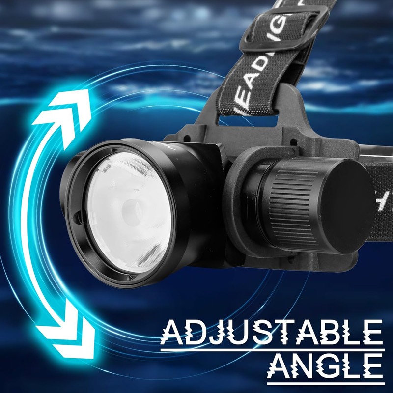 HECLOUD 3000 Lumens Super Bright Diving Headlamp IP68 Waterproof Dive