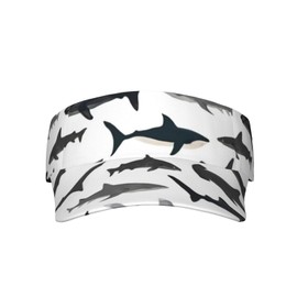 GYLILI Sharks Nautical Boys Sport Sun Visor Hat Adjustable Summer Outdoor Travel Beach Ball Cap Empty Top Baseball Cap for Men Women