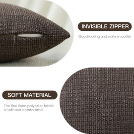 JOTOM Set of 2 Cushion Covers 30x50 cm Linen Dark Brown Decorative Throw Pillow Covers 12x20 Inch Lumbar Cushion Case Home Decor Pillowcases for Couch Sofa Living Room Bed (Dark Brown)