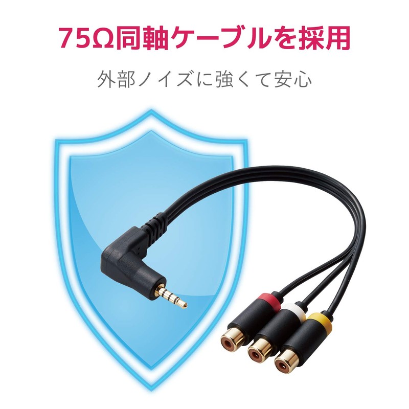 Elecom DH-MLWRYF015BK AV Cable Stereo Mini Plug (L-Shape 4 Poles)