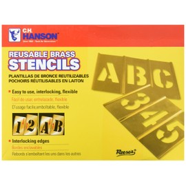 CH Hanson C.H. Hanson 10076 Brass Interlocking Stencil Letter & Number Set, 45 pieces, 6 inch