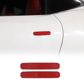 Daeiclru Car Exterior Door Handle Trim Cover Compatible with Jaguar F-Type 2013-2022, Real Carbon Fiber Exterior Door Handle Decoration Cover Sticker Accessories 2Pcs (Red)