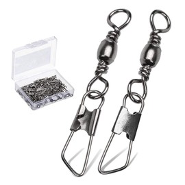 9Tong Stainless Steel Snap Swivel Saltwater High Strength Snapshots Barrel Line Connector Fishing Swivel Barrel Safety Lock Accessories for Fishing Tackle Stainless Steel 50 Pieces 31 lbs