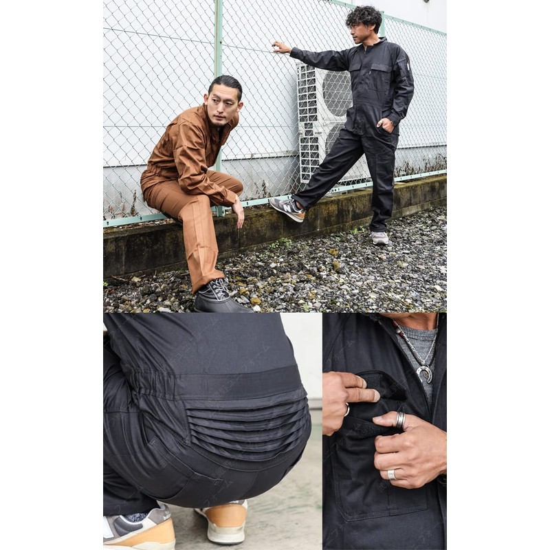 Musashino Uniform, Kurodaruma Long Sleeve Overalls, 49058, 100% Cotton, All