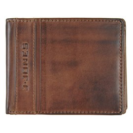 J JONES JENNIFER JONES Mens Genuine Leather Wallet with RFID Protection, brown, Classic