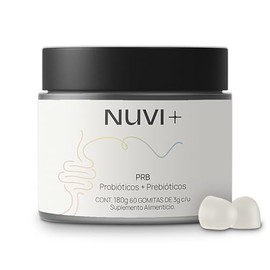 NUVI+ Gomitas de Prebióticos + Probióticos | Suplemento alimenticio 100% vegano, natural y endulzada con fruto del monje | PRB, 60 gomitas sabor arándano
