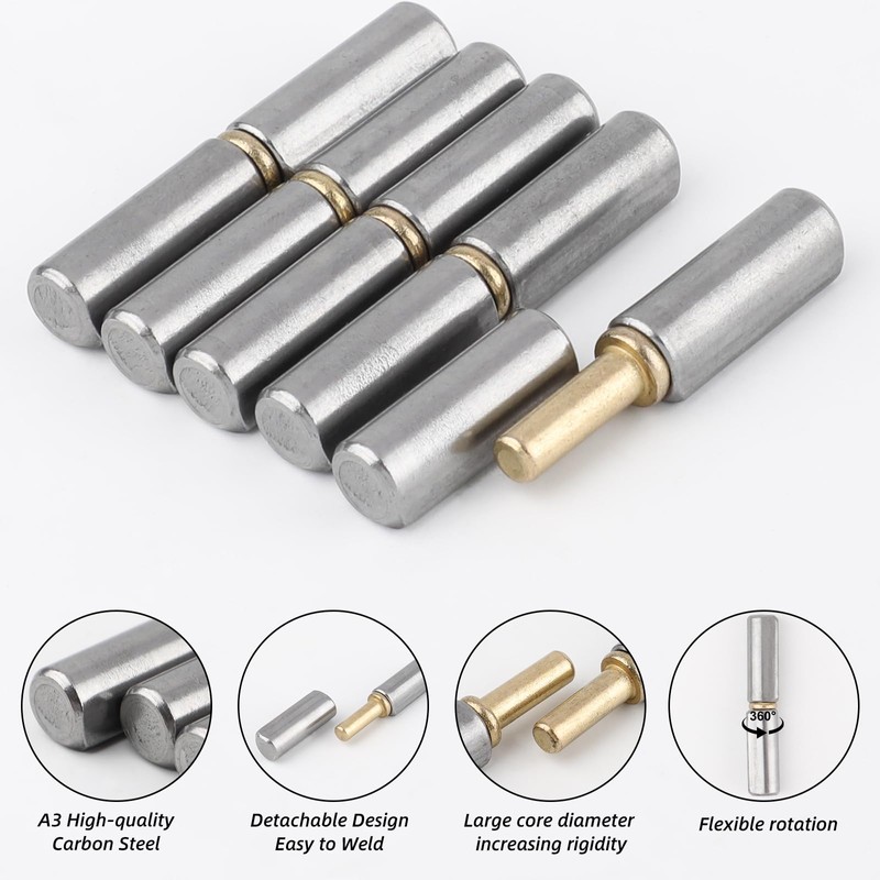 10 Pack Weld On Barrel Hinges 2-1/2" Long, 3/8" Diameter